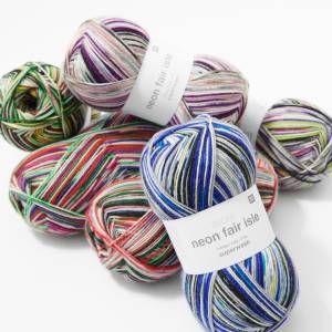 RICO Sock Neon Fair Isle 4 Ply